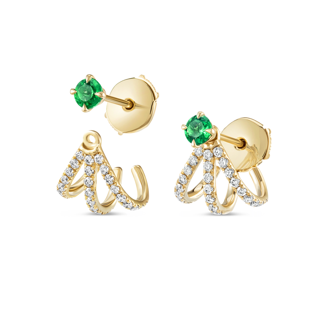 Triple Huggie With Detachable Stud Earrings Yellow Gold