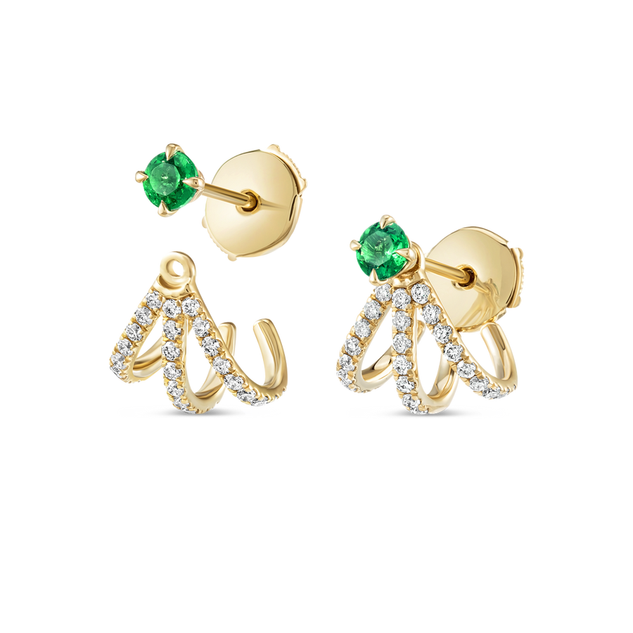 Triple Huggie With Detachable Stud Earrings Yellow Gold