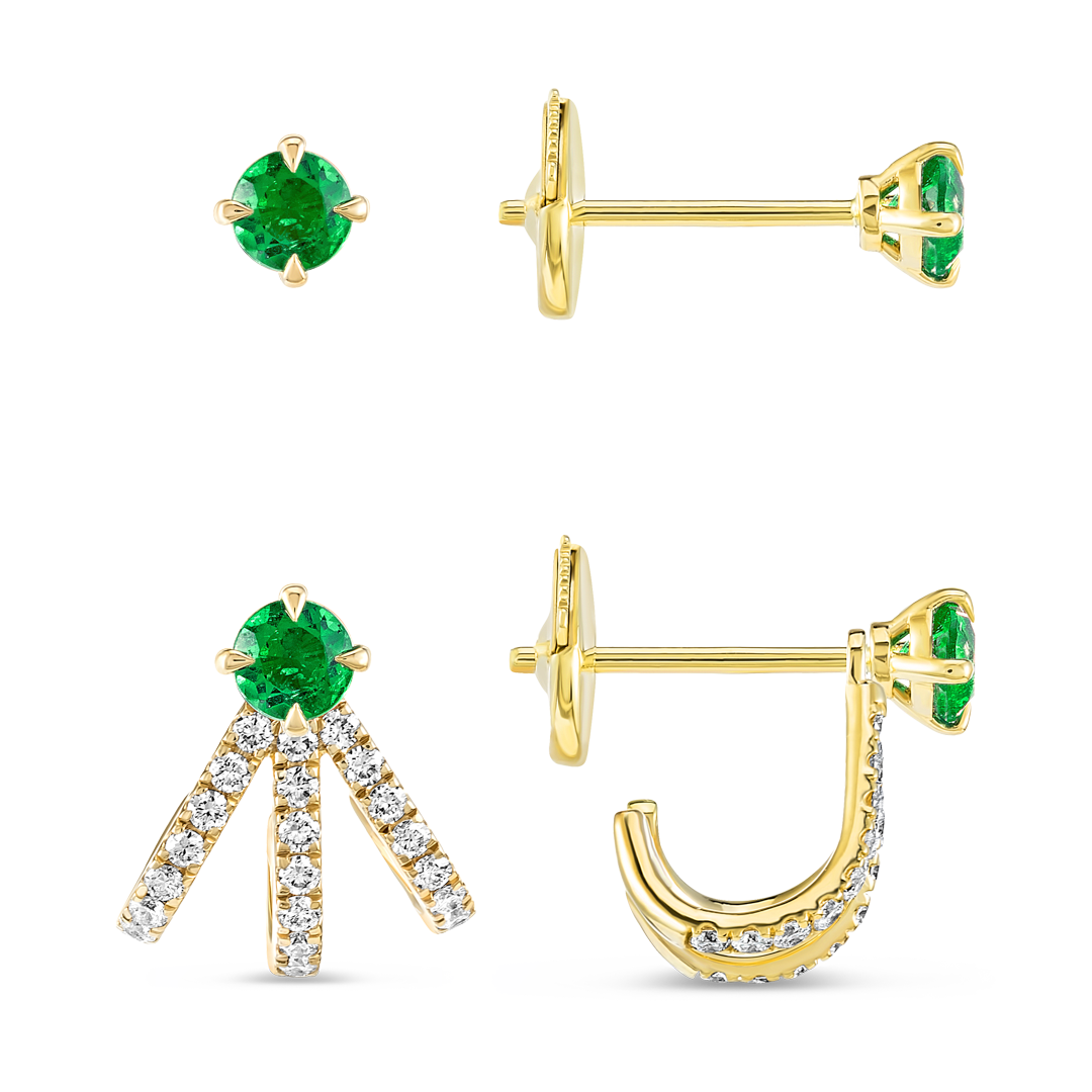 Triple Huggie With Detachable Stud Earrings Yellow Gold