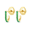 Petite Emerald Huggie Curl Earrings Yellow Gold