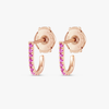 Petite Pink Sapphire Huggie Curl Earrings Rose Gold