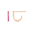 Petite Pink Sapphire Huggie Curl Earrings Rose Gold