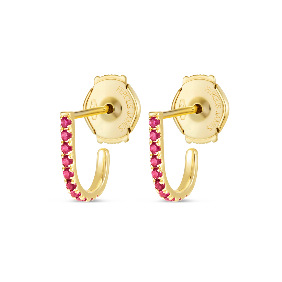 Petite Ruby Huggie Curl Earrings Yellow Gold