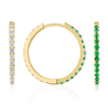 Medium Lab-Grown Diamond & Emerald Hoop Earrings Yellow Gold