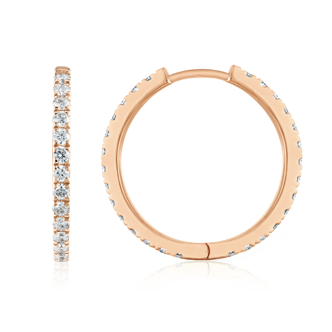 Medium Lab-Grown Diamond Hoop Earrings Rose Gold