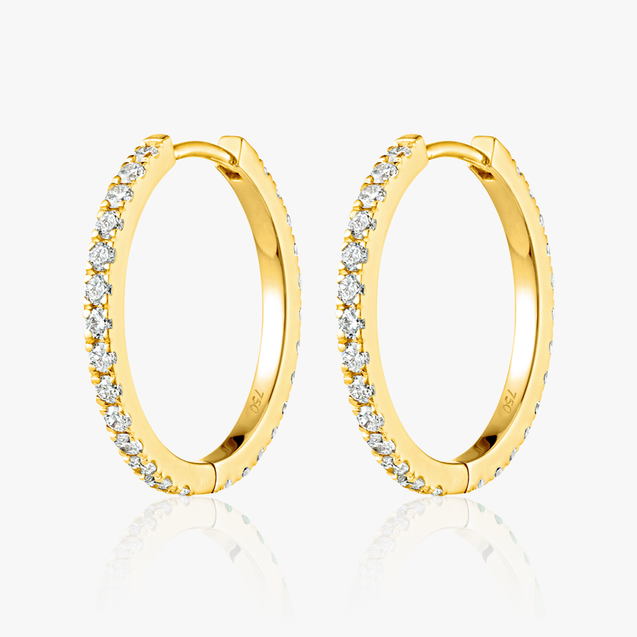 Medium Lab-Grown Diamond Hoop Earrings Yellow Gold