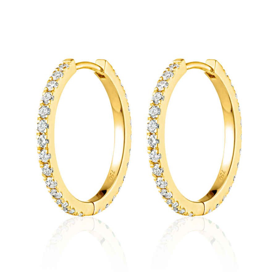 Medium Lab-Grown Diamond Hoop Earrings Yellow Gold