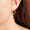 Medium Lab-Grown Diamond & Emerald Hoop Earrings Yellow Gold