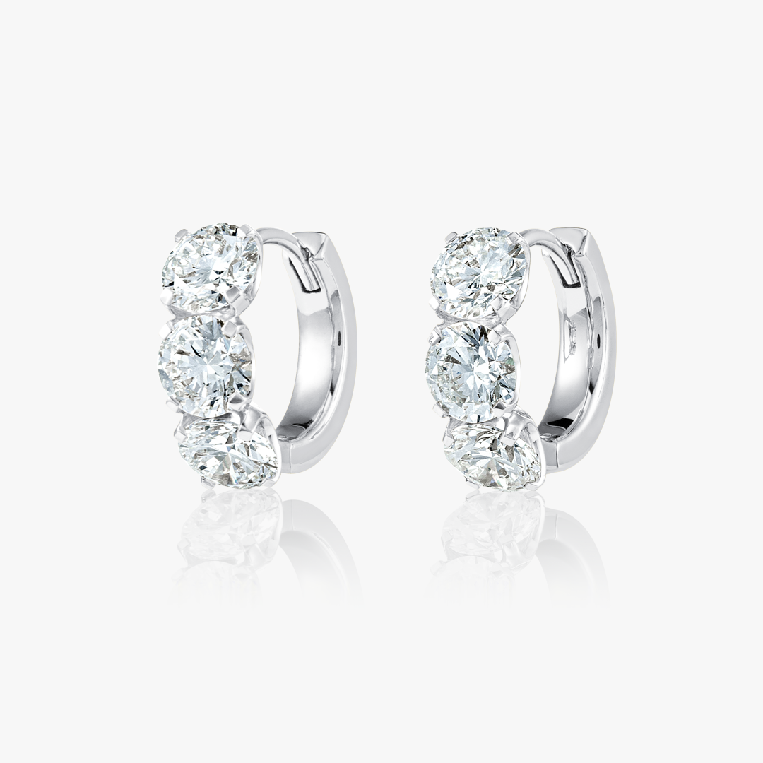 Large Huggie Earrings White Gold