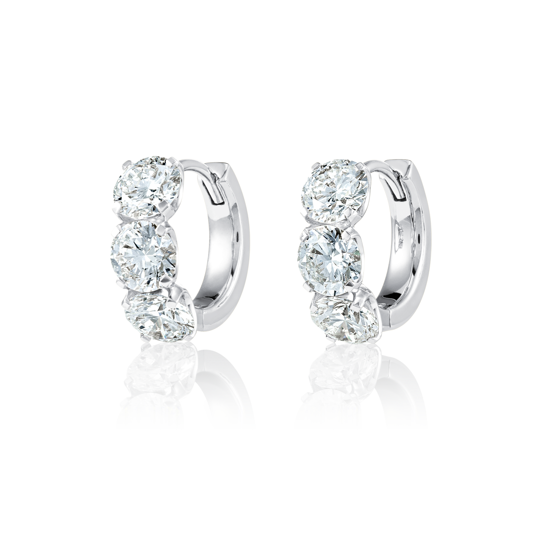 Large Huggie Earrings White Gold