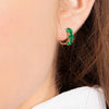 Large Emerald Huggie Earrings Yellow Gold