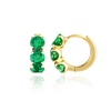 Large Emerald Huggie Earrings Yellow Gold
