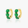 Large Emerald Huggie Earrings Yellow Gold
