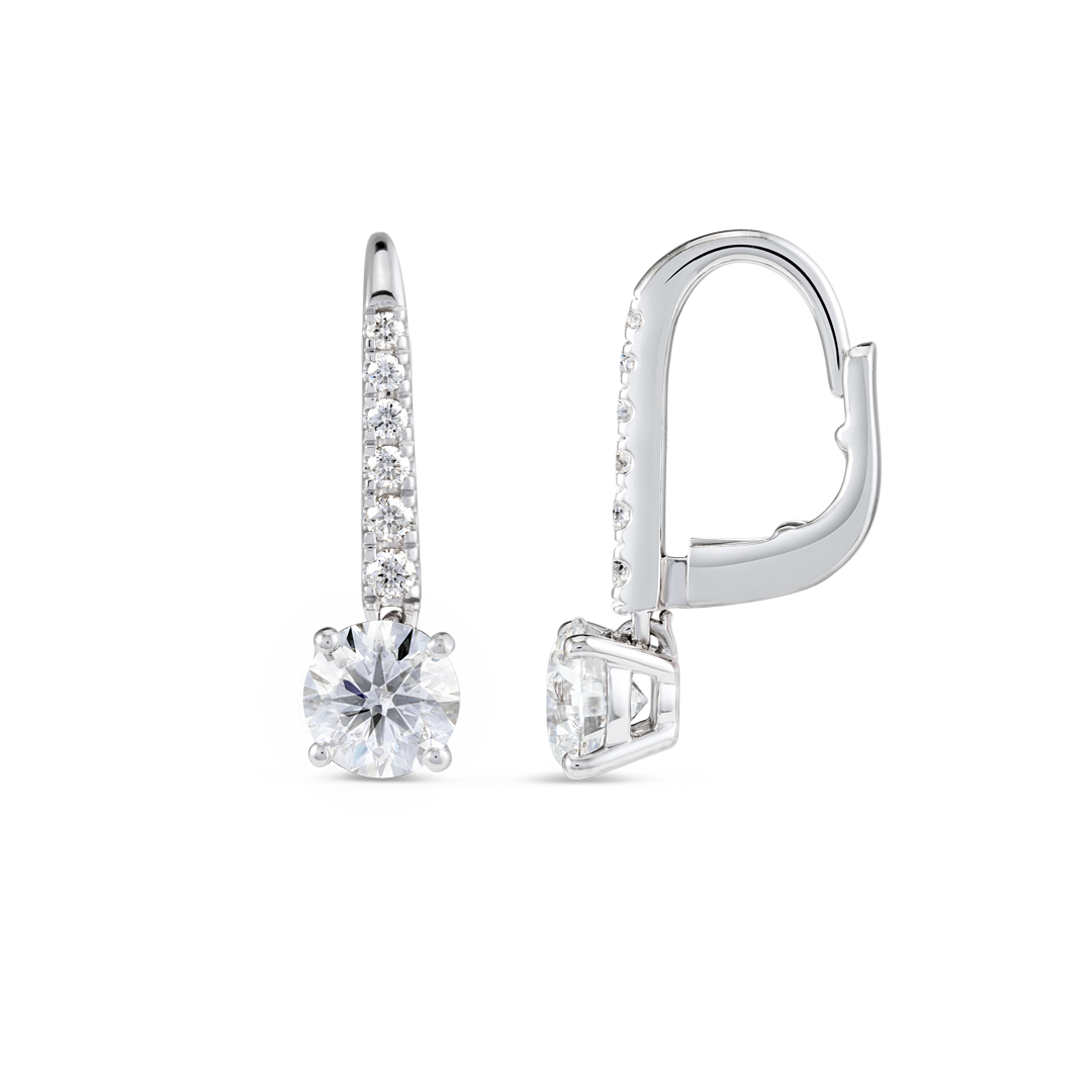 1.2ct Round Lab-Grown Diamond Drop Earrings White Gold