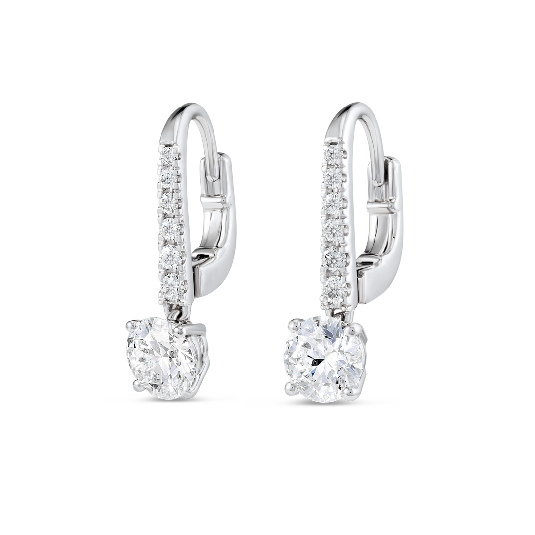 1.2ct Round Lab-Grown Diamond Drop Earrings White Gold