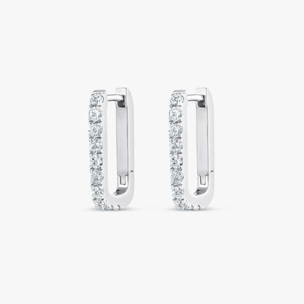 Lab-Grown Diamond Paperclip Style Hoop Earrings White Gold