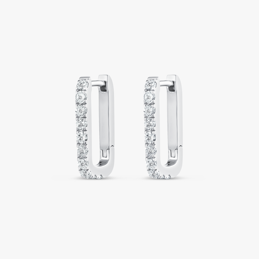 Lab-Grown Diamond Paperclip Style Hoop Earrings White Gold