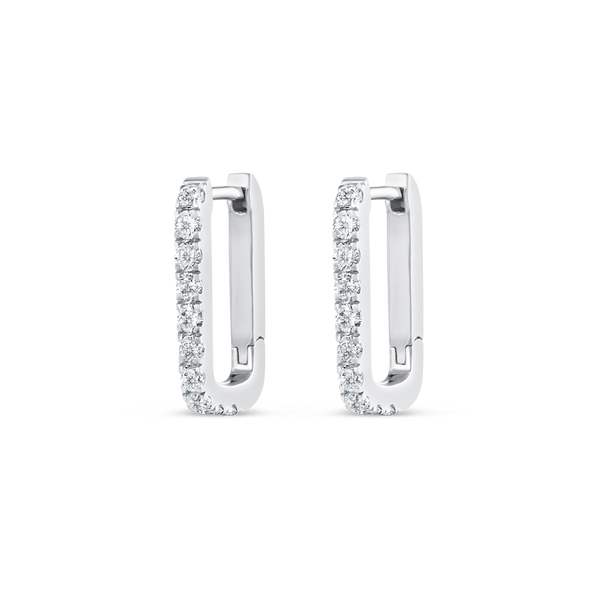 Lab-Grown Diamond Paperclip Style Hoop Earrings White Gold