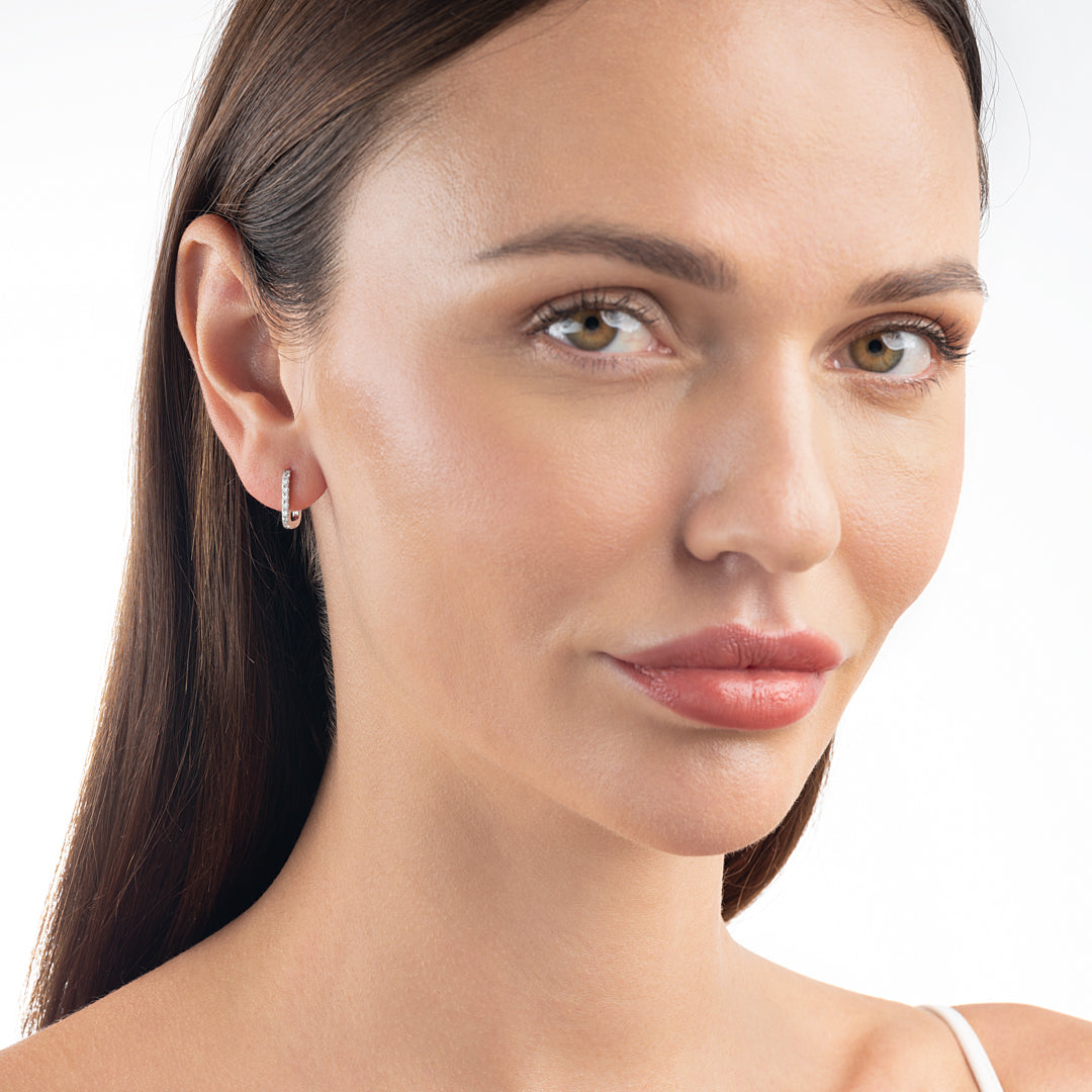 Lab-Grown Diamond Paperclip Style Hoop Earrings White Gold