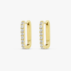 Lab-Grown Diamond Paperclip Style Hoop Earrings Yellow Gold