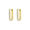 Lab-Grown Diamond Paperclip Style Hoop Earrings Yellow Gold
