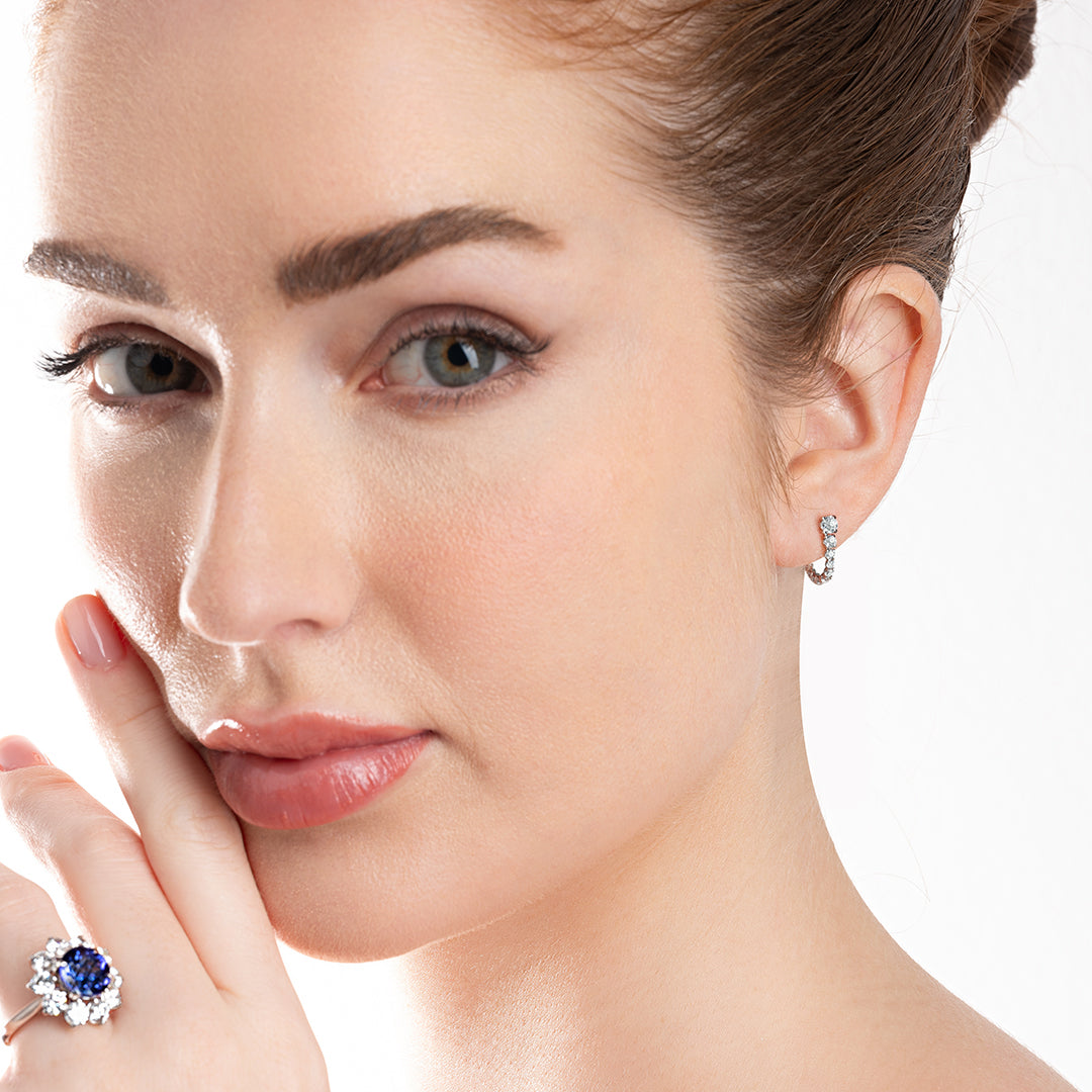 Graduated Lab-Grown Diamond Curl Earrings White Gold