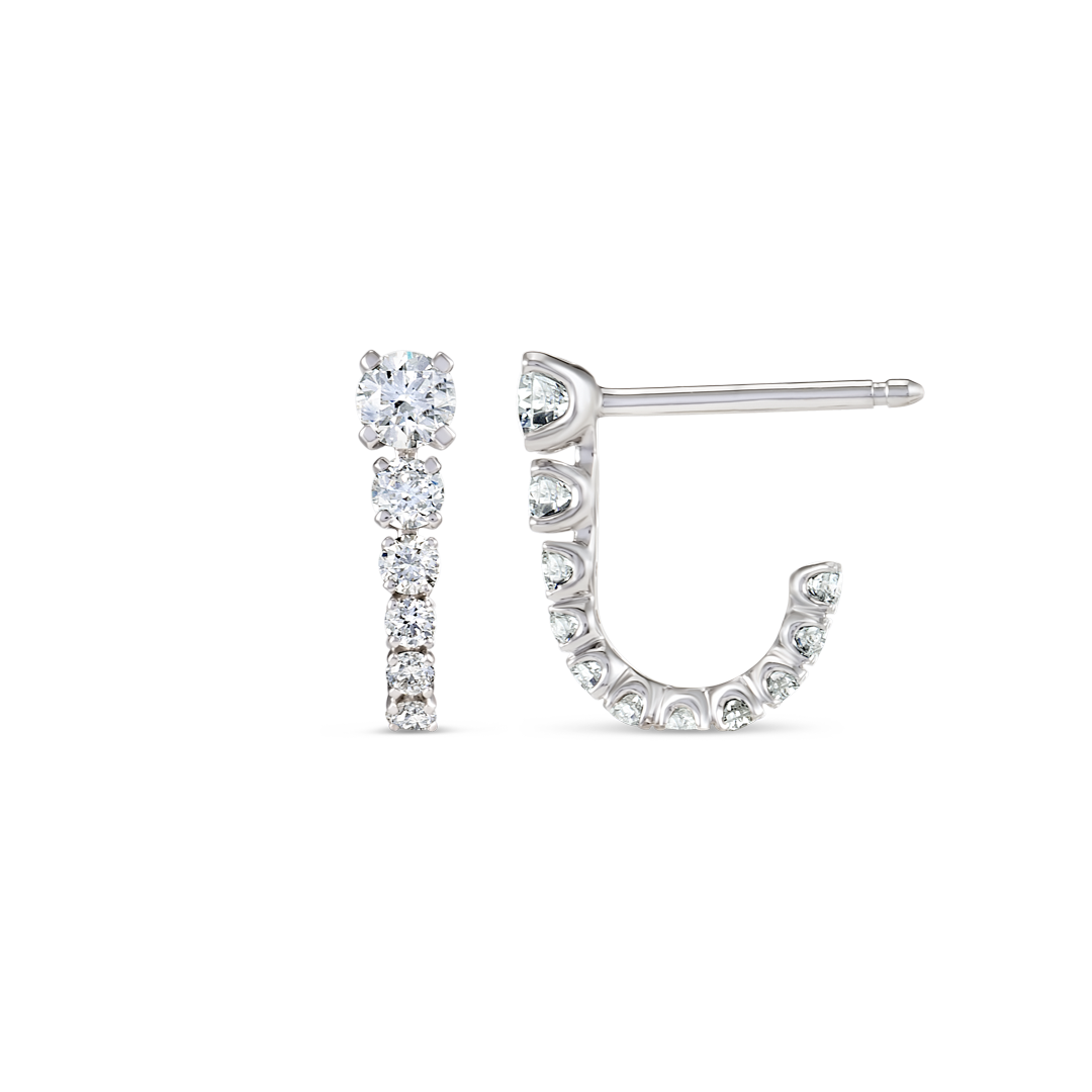 Graduated Lab-Grown Diamond Curl Earrings White Gold