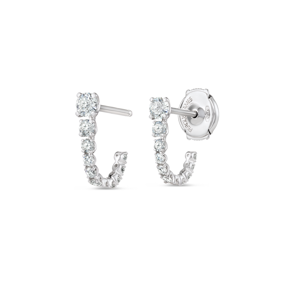 Graduated Lab-Grown Diamond Curl Earrings White Gold