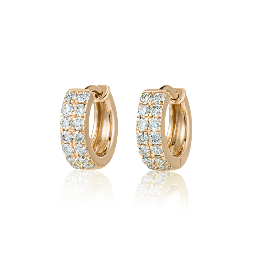 Double Lab-Grown Diamond Huggie Hoop Earrings Rose Gold