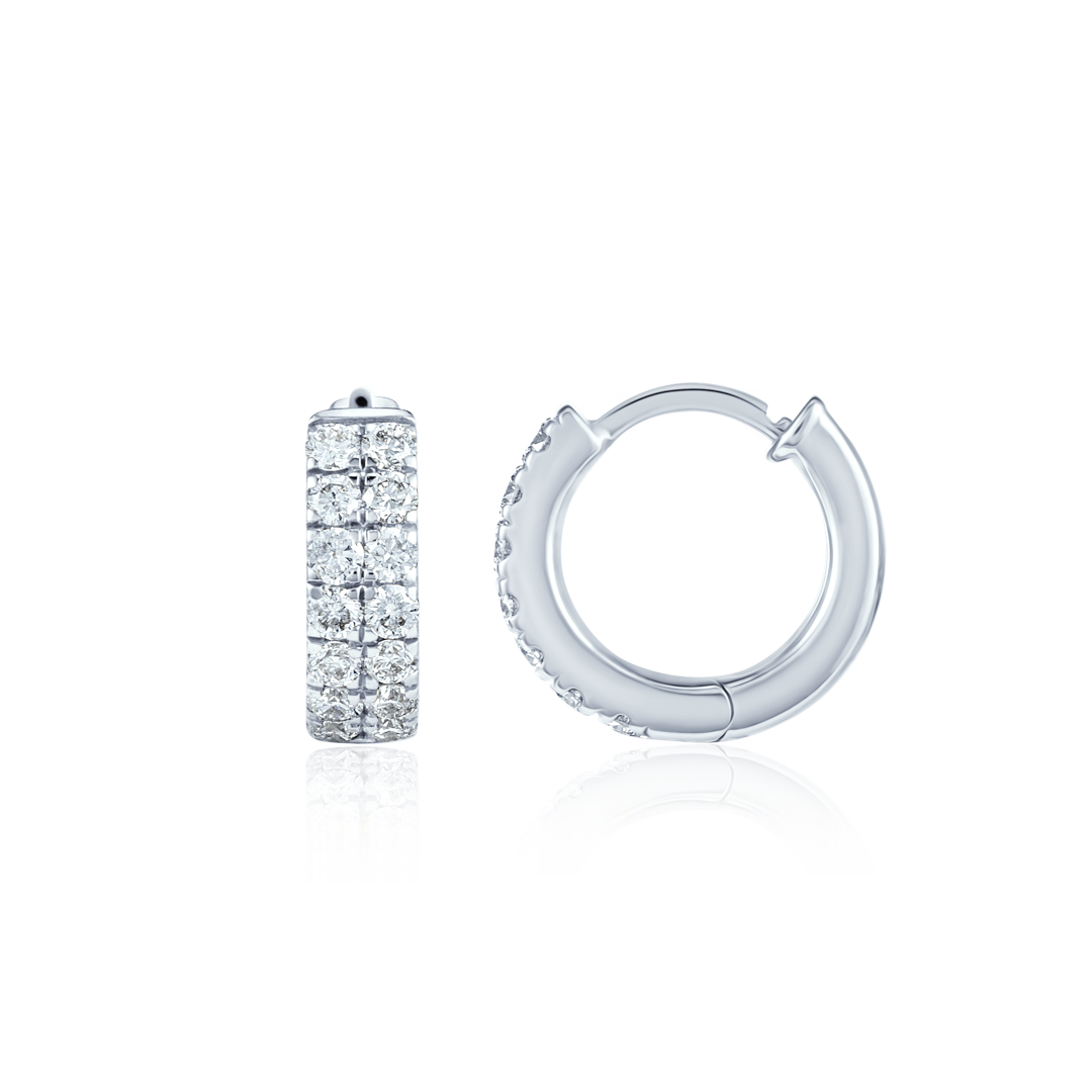 Double Lab-Grown Diamond Huggie Hoop Earrings White Gold