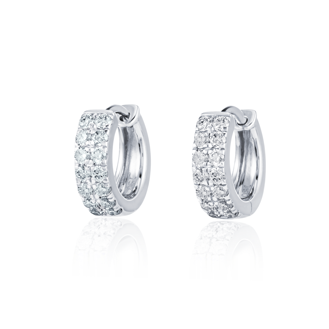 Double Lab-Grown Diamond Huggie Hoop Earrings White Gold