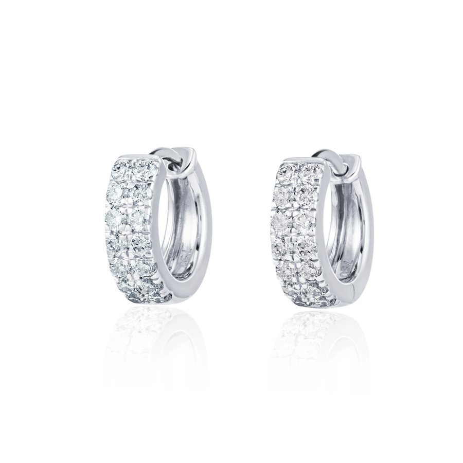 Double Lab-Grown Diamond Huggie Hoop Earrings White Gold
