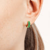 Colombian Emerald Double Huggie Hoop Earrings Yellow Gold