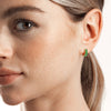 Colombian Emerald Double Huggie Hoop Earrings Yellow Gold