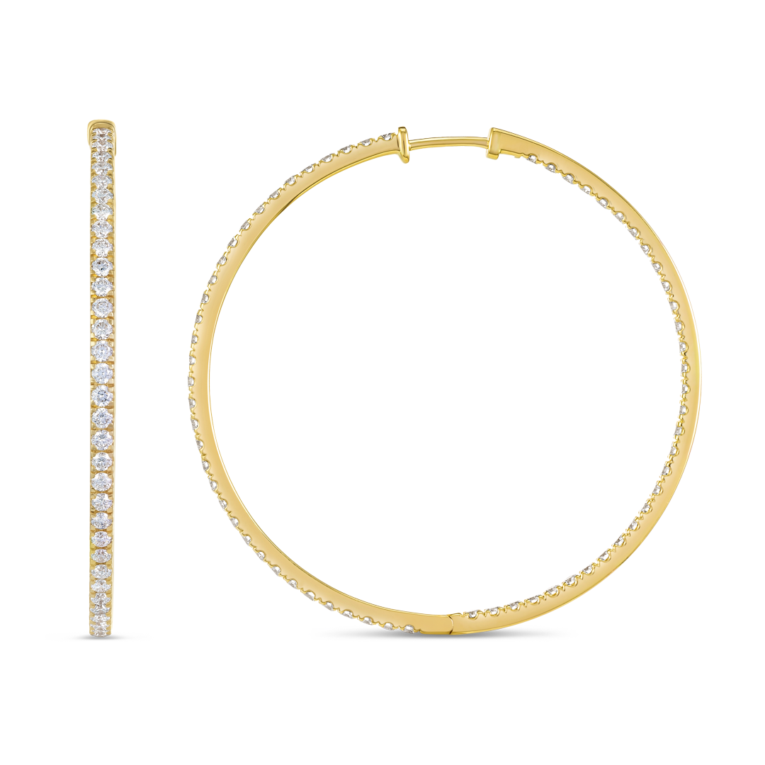 Large Lab-Grown Diamond Hoop Earrings Yellow Gold
