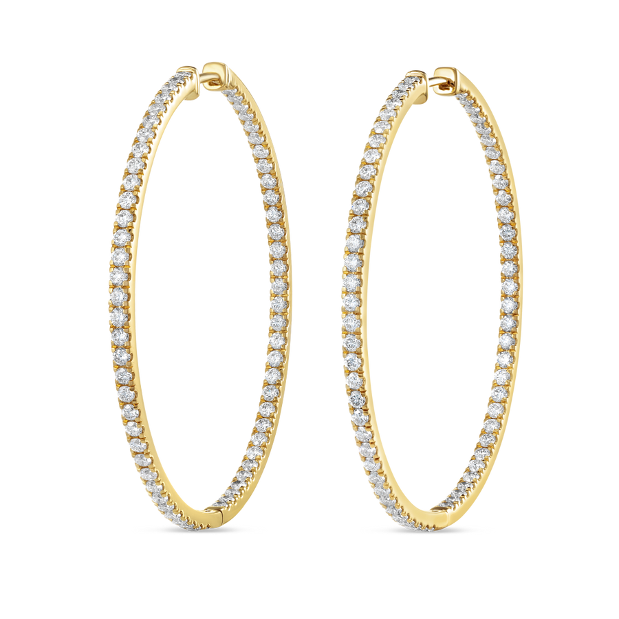 Large Lab-Grown Diamond Hoop Earrings Yellow Gold