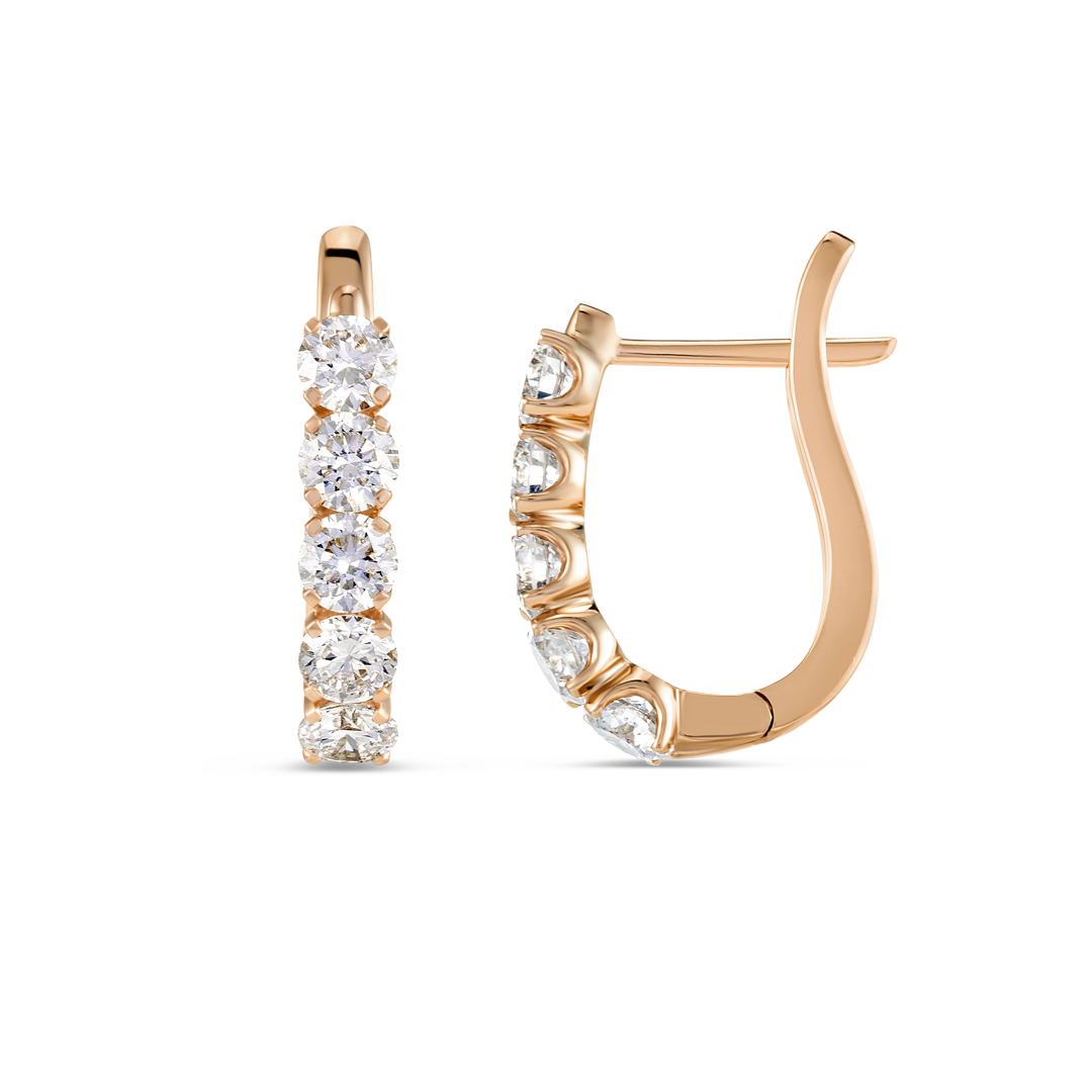 Large Lab-Grown Diamond Paperclip Style Hoop Earrings Rose Gold