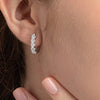 Large Lab-Grown Diamond Paperclip Style Hoop Earrings White Gold