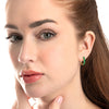 Large Emerald Paperclip Style Hoop Earrings Yellow Gold