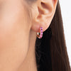 Large Pink Sapphire Paperclip Style Hoop Earrings Rose Gold