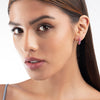 Large Pink Sapphire Paperclip Style Hoop Earrings Rose Gold