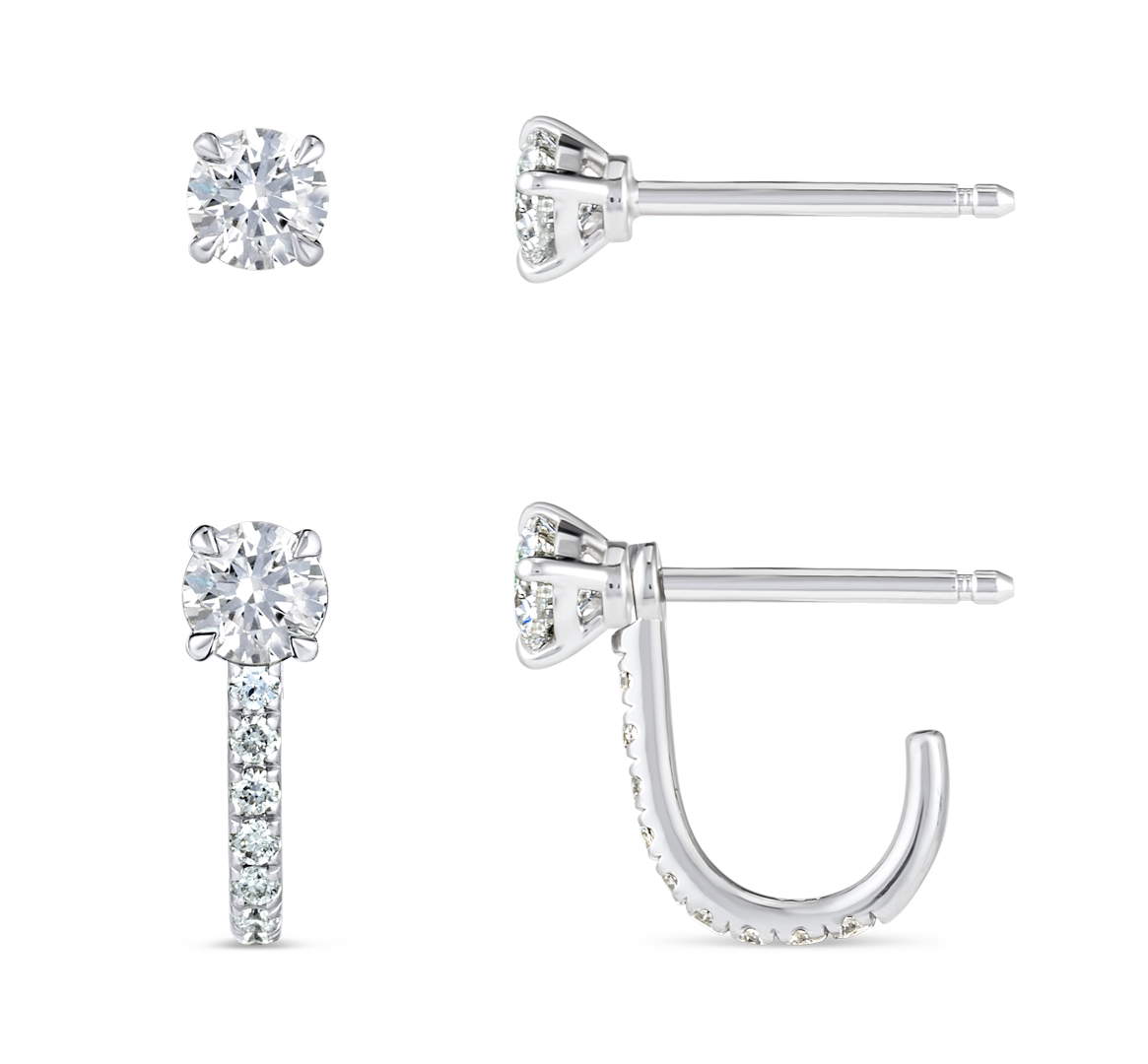 Lab-Grown Diamond Huggie With Detachable Stud Earrings White Gold