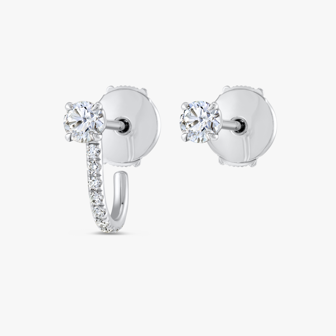 Lab-Grown Diamond Huggie With Detachable Stud Earrings White Gold