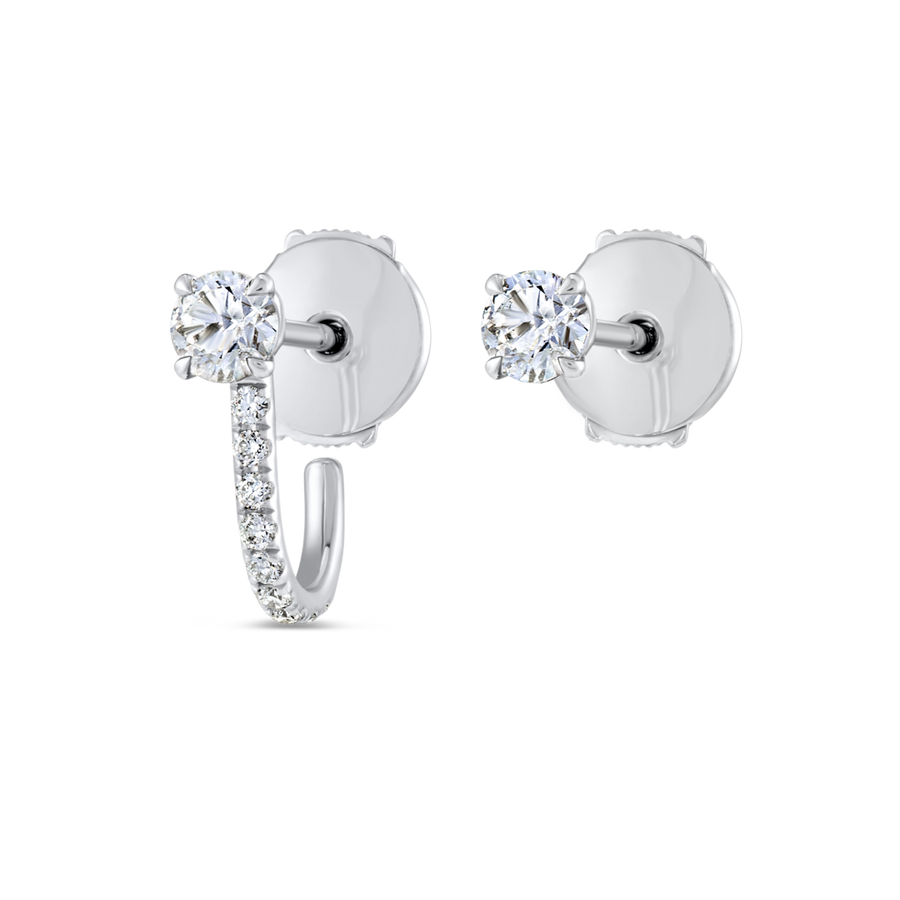 Lab-Grown Diamond Huggie With Detachable Stud Earrings White Gold