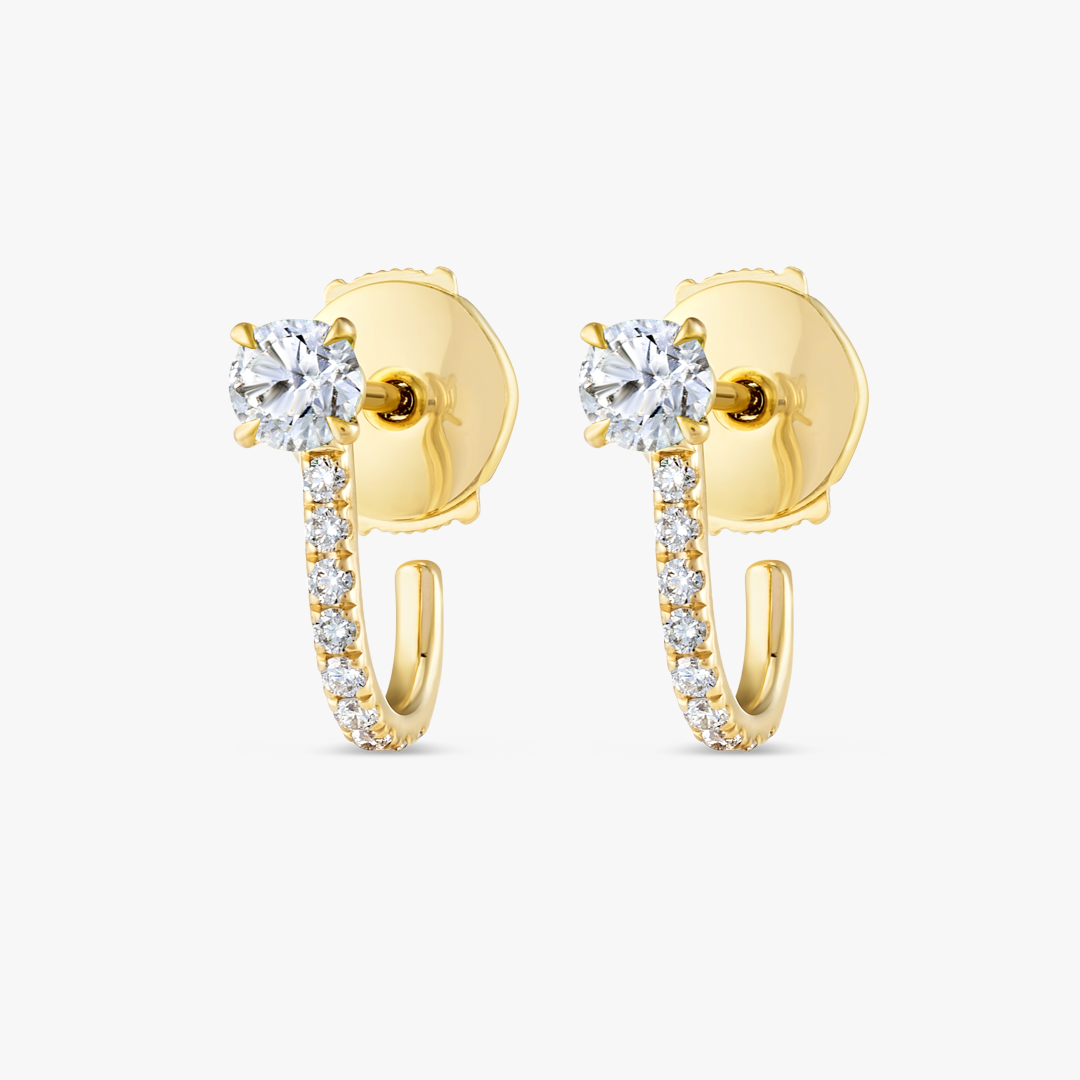 Lab-Grown Diamond Huggie With Detachable Stud Earrings Yellow Gold