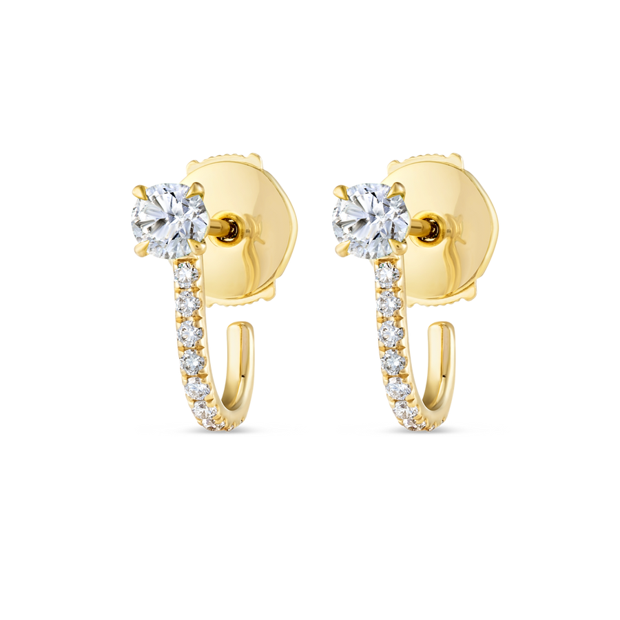 Lab-Grown Diamond Huggie With Detachable Stud Earrings Yellow Gold