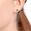 Colombian Emerald Huggie With Detachable Stud Earrings Yellow Gold