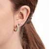 Triple Sided Emerald And Lab-Grown Diamond Hoop Earrings Yellow Gold