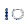 Blue Sapphire Classic Huggie Earrings White Gold