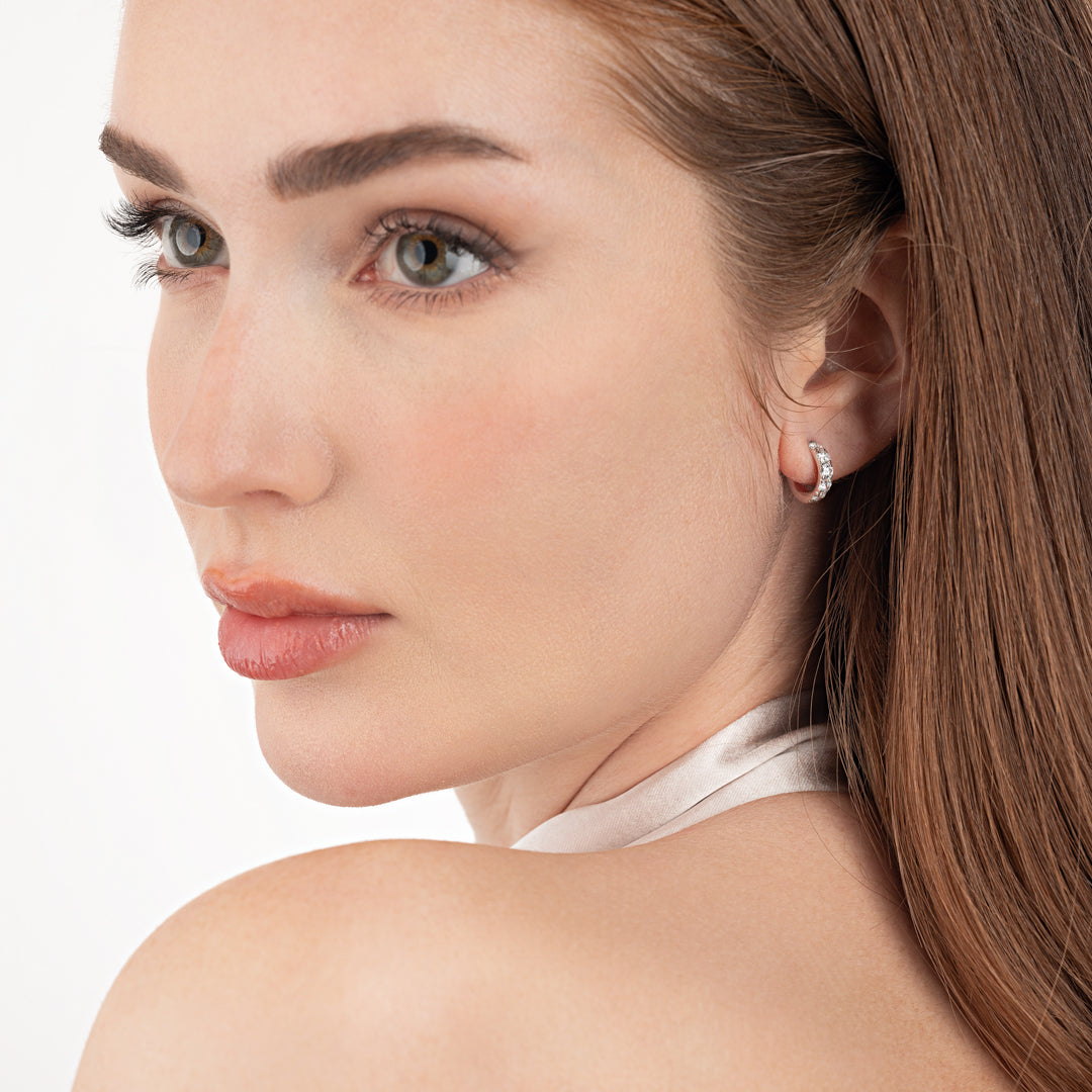Classic Lab-Grown Diamond Huggie Earrings White Gold